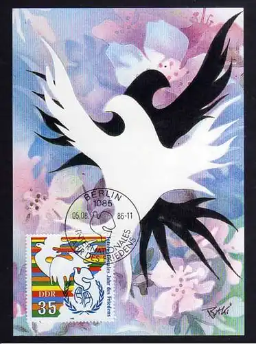B159 DDR 3036 Maximumkarte 1986 Internationales Jahr des Friedens