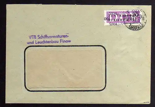 B1872 DDR ZKD 15 Kontrollnummer 5004 Brief Eberswalde Finow Mark geprüft BPP VEB