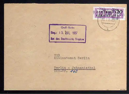 B1884 DDR ZKD 11 Kontrollnummer 7000 Brief Magdeburg geprüft BPP VEB Stahl und A