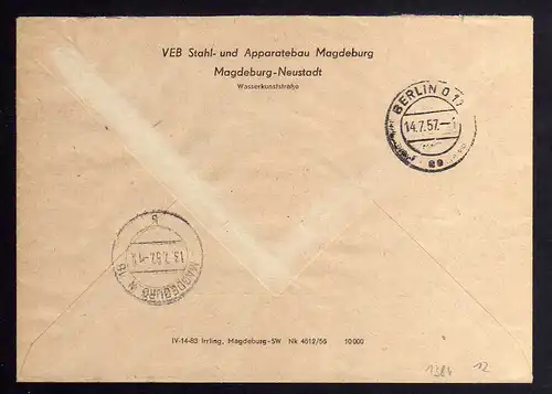 B1884 DDR ZKD 11 Kontrollnummer 7000 Brief Magdeburg geprüft BPP VEB Stahl und A