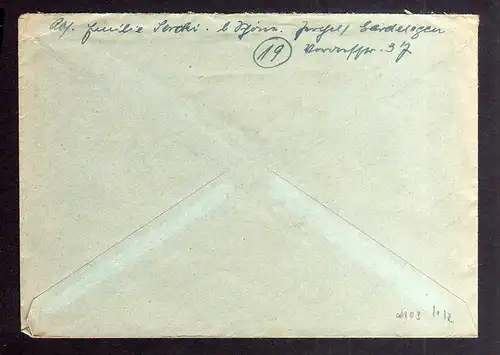 B2103 Brief SBZ Gebühr bezahlt 1946 Mieste Bayr. Rotes Kreuz Suchkartei München