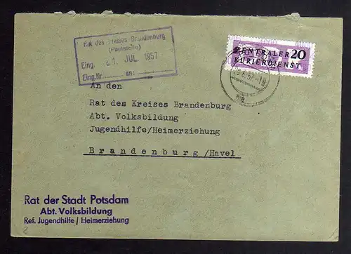 B2453 Brief DDR ZKD 11 4000 1957 Rat der Stadt Potsdam Volksbildung Jugendhilfe