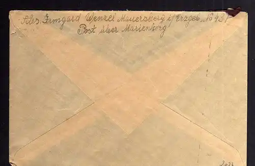 B2026 Brief SBZ Gebühr bezahlt 1946 Mauersberg Erzgeb. Bayr. Rotes Kreuz München