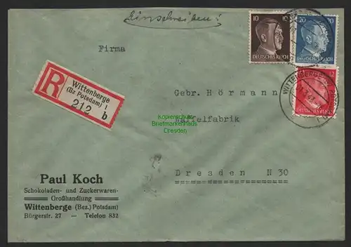 B9803 R-Brief Gebr. Hörmann A.-G. Wittenberge (Bz Potsdam) 1 b Paul Koch 1943
