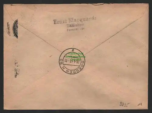 B9835 R-Brief Gebr. Hörmann A.-G. Züllichau über Ernst Marquardt 1943