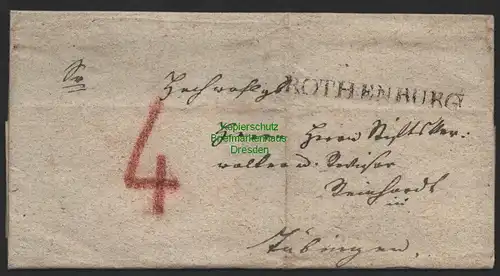 B9931 Altdeutschland Vorphila Briefhülle Rothenburg um 1810 ohne Inhalt