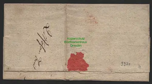 B9931 Altdeutschland Vorphila Briefhülle Rothenburg um 1810 ohne Inhalt