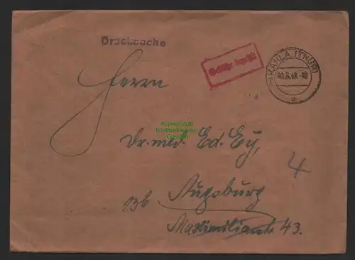 B9911 Brief SBZ Gebühr bezahlt 1945 Kahla Thür. nach Augsburg