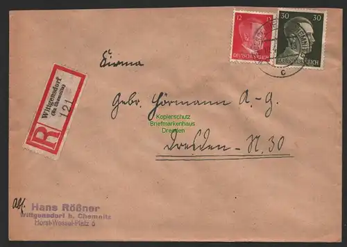 B9806 R-Brief Gebr. Hörmann A.-G. Wittgensdorf (Bz Chemnitz) Hans Rößner 1943
