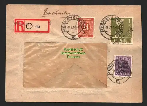 h6121 SBZ Handstempel Bezirk 41 Gößnitz 1.- Mark Taube Meerane Fensterbrief