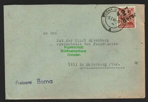 h5940 SBZ Handstempel Bezirk 27 Borna Brief preisamt nach Altenburg