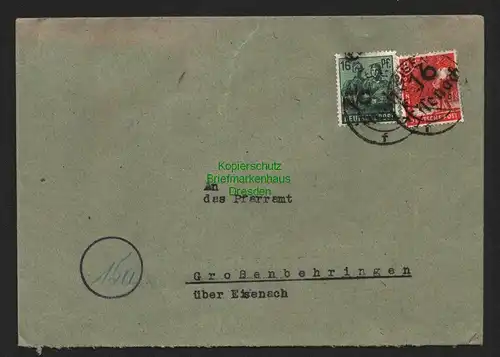 h5913 SBZ Handstempel Bezirk 16 Eisenach Brief 8, 16 Pfg. 9.7.48 Großenbehringen