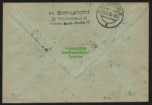 h6133 SBZ Handstempel Bezirk 14 Dresden 32 violett 80 Pfg Brief Einschreiben 171