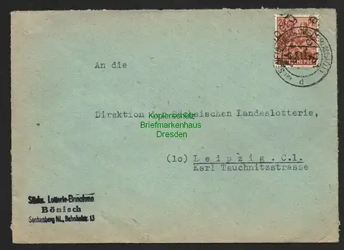 h6040 SBZ Handstempel Bezirk 36 Senftenberg Brief 6.7.48 nach Leipzig