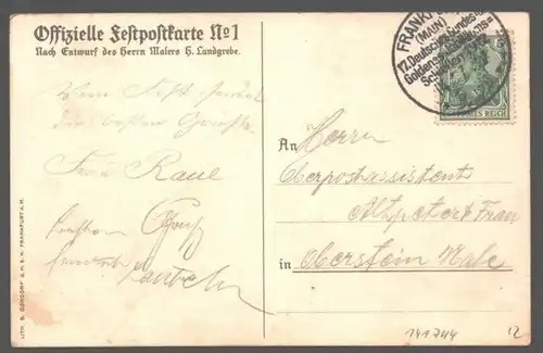 141744 AK Frankfurt M. 1912 17. Deutsches Bundes u. Goldenes Jubiläums Schiessen