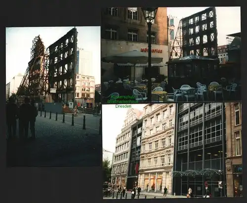 146143 3x Foto Leipzig 132 x 9 cm Baustelle Ruine nur noch die Fassade steht 199