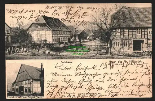 146826 AK Hilligsfeld Hameln Dorfstraße Fachwerkhaus Gastwirtschaft Siever 1906