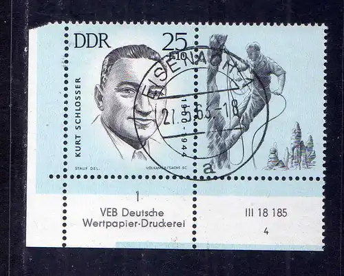 1463 DDR 1962 962 gestempelt Eisenach Ersttag DV 4 und Farbbalken
