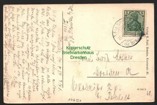 146550 AK Pilsnitz bei Breslau 1914 Breslauer Waren Consum Schloss Villa Dr. Kla