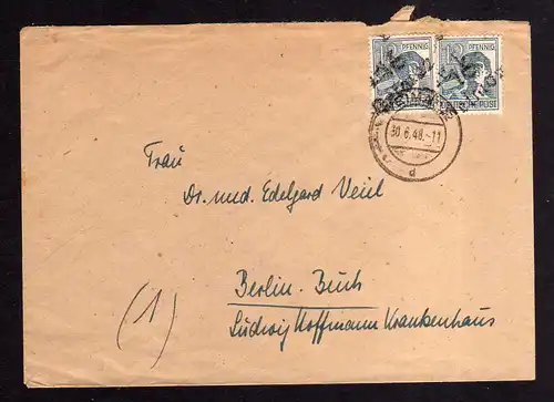 h621 Brief Handstempel Bezirk 16 Weimar 30.6.48 nach Berlin Buch gepr. BPP