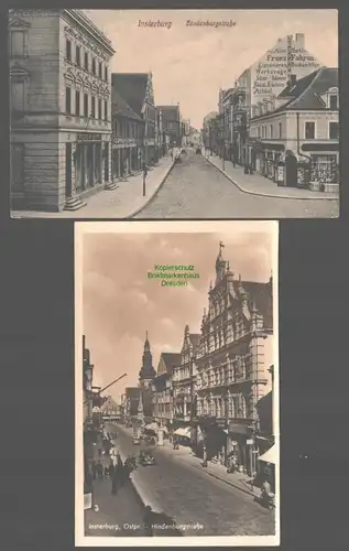 152297 2 AK Insterburg 1915 Hindenburgstraße Reklame  Ostpreußen