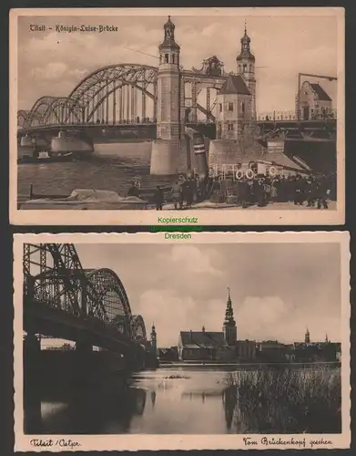152170 2 AK Tilsit Sowetsk Ostpreußen Königin Luise Brücke 1917