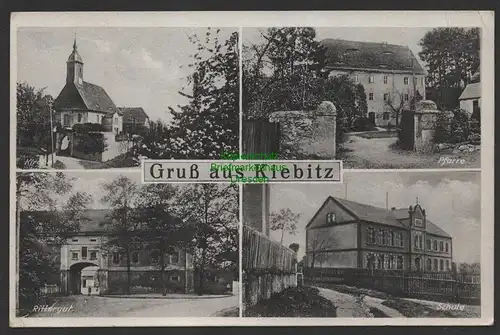 149152 AK Kiebitz Kirche Rittergut Pfarre Schule Feldpost Riesa 1942