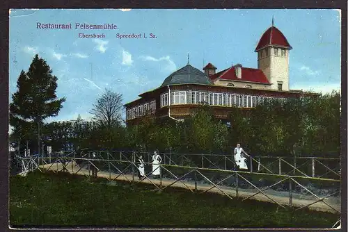 62906 AK Ebersbach Gasthaus Felsenmühle Spreedorf 1917