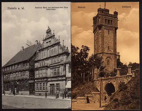 67342 2 AK Hameln Hamelner Bank Klütturm 1912