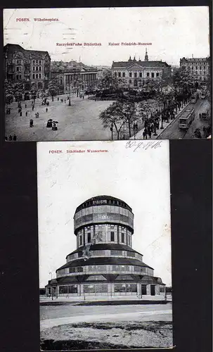 67167 2 AK Posen Wilhelmsplatz Bibliothek Wasserturm