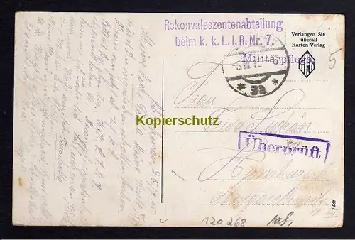 120268 AK  Schluckenau Sluknov 1915 Rekonvaleszentenabteilung + Zensur Überprüft