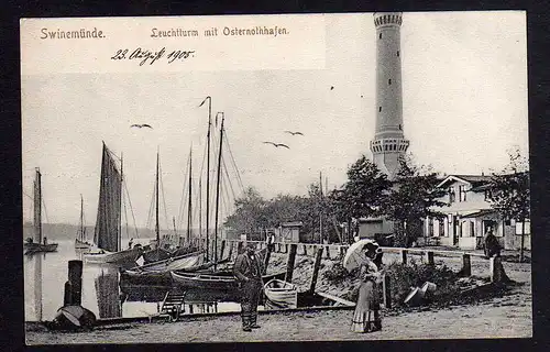 87997 AK Swinemünde Leuchtturm Osternothafen 1905