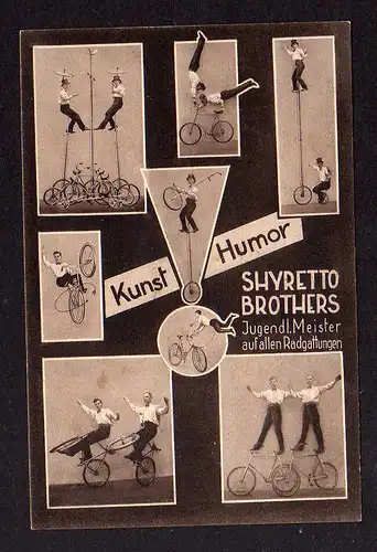 94767 AK Fahrrad Kunstfahrer Kunst Humor Shyretto Brothers Zirkus 1931