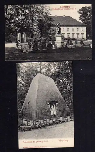 94196 2 AK Rheinsberg Denkmal Friedrich des Grossen Grab Prinz Heinrich 1905