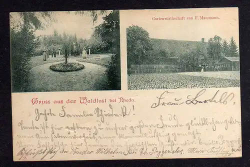 99340 AK Rheda Wiedenbrück Waldlust Gartenwirtschaft Gasthaus F. Massmann 1900