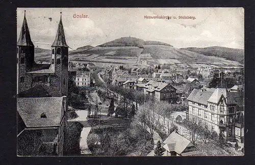 99320 AK Goslar Neuwerkskirche und Steinberg 1911 Bahnpost Clausthal - Goslar