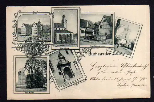 98806 AK Bouxwiller Bas-Rhin Buchsweiler Elsas Römerbrunnen Kirche Schloss 1897