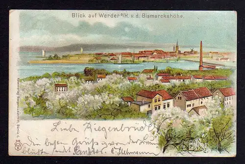 98102 AK Blick auf Werder von der Bismarckshöhe 1901 Litho