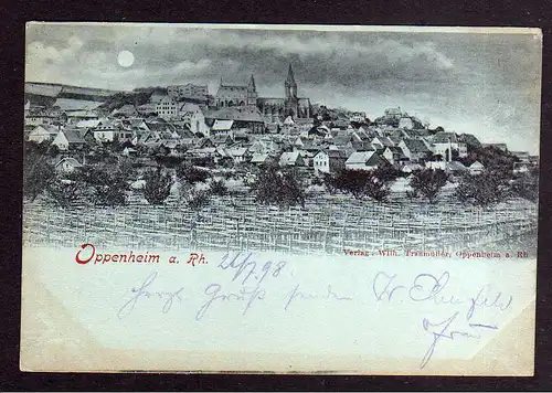 98453 AK Oppenheim 1898 Mondscheinkarte Nierstein