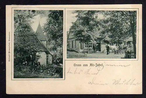 97803 AK Alt Jabel 1901 Kaufhaus F. Voigt Kirche Bahnpost Dömitz Ludwigslust