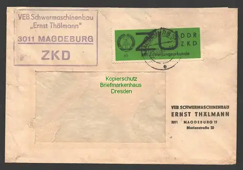 B7552 DDR ZKD ZU 2  x Brief VEB Schwermaschinenbau Ernst Thälmann Magdeburg