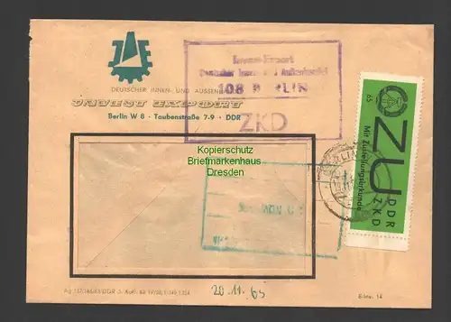 B7550 DDR ZKD ZU 2  x Brief Berlin Invest Export nach Karl-Marx-Stadt 1965