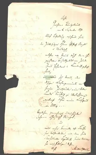 B7943 NDP 4 Faltbrief Dresden 1868 an das Königliche Gerichtsamt Königsbrück