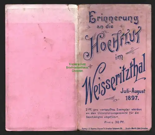 B8565 Mappe Erinnerung an die Hochflut im Weisseritzthal 1897