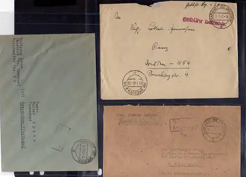 B792 3x SBZ Brief Gebühr bezahlt 1945 Tharandt BZ Dresden 1947 1948