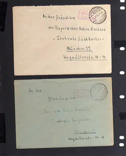 B964 2x SBZ Brief Gebühr bezahlt 1946 Haselbach Kr. Sonneberg an Zentrale Suchka