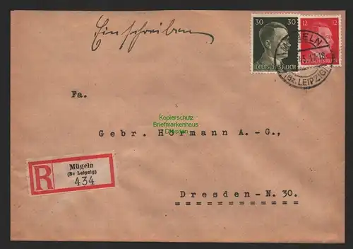 B9582 R-Brief Gebr. Hörmann A.-G. Mügeln (Bz Leipzig) Helene Landgraf 1943