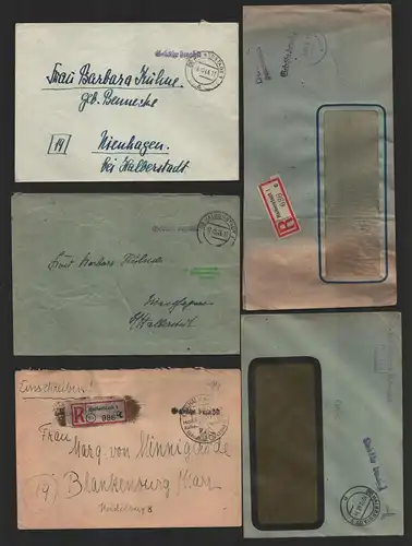 B9868 10x Brief Postkarte SBZ Gebühr bezahlt 1945 Halberstadt verschiedene Firme