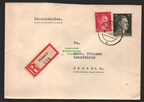 B9684 R-Brief Gebr. Hörmann A.-G. Passau 2 Brüder Buchner 1943 Haus Stadt Wien