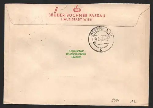 B9684 R-Brief Gebr. Hörmann A.-G. Passau 2 Brüder Buchner 1943 Haus Stadt Wien
